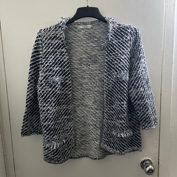 Mango Sweaters - Women's Black, blue and White Sweater
